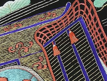相良刺繍 名古屋帯 中国三大刺繍 レトロモダン 古典柄 和服帯 平和屋着物○中国三大刺繍 相良刺繍 総刺繍 九寸名古屋帯 雲取り